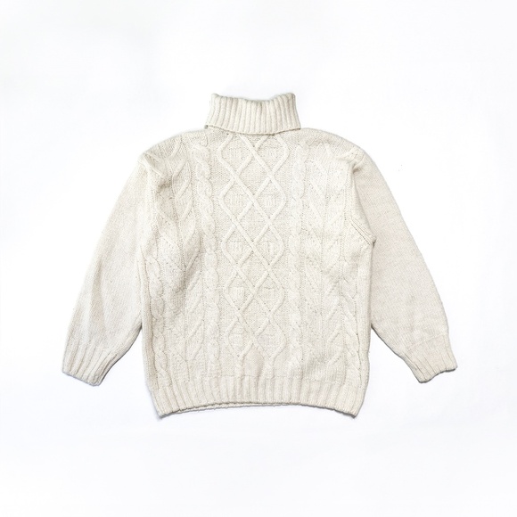 Pacha Cream Cable-Knit Oversized Turtleneck Sweater - Picture 1 of 8